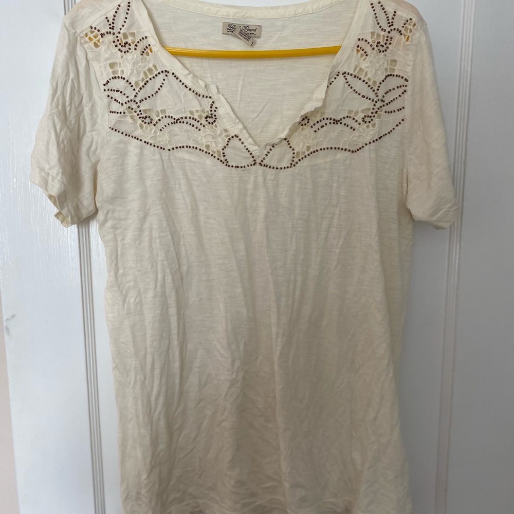 Lucky brand top with bronze beads